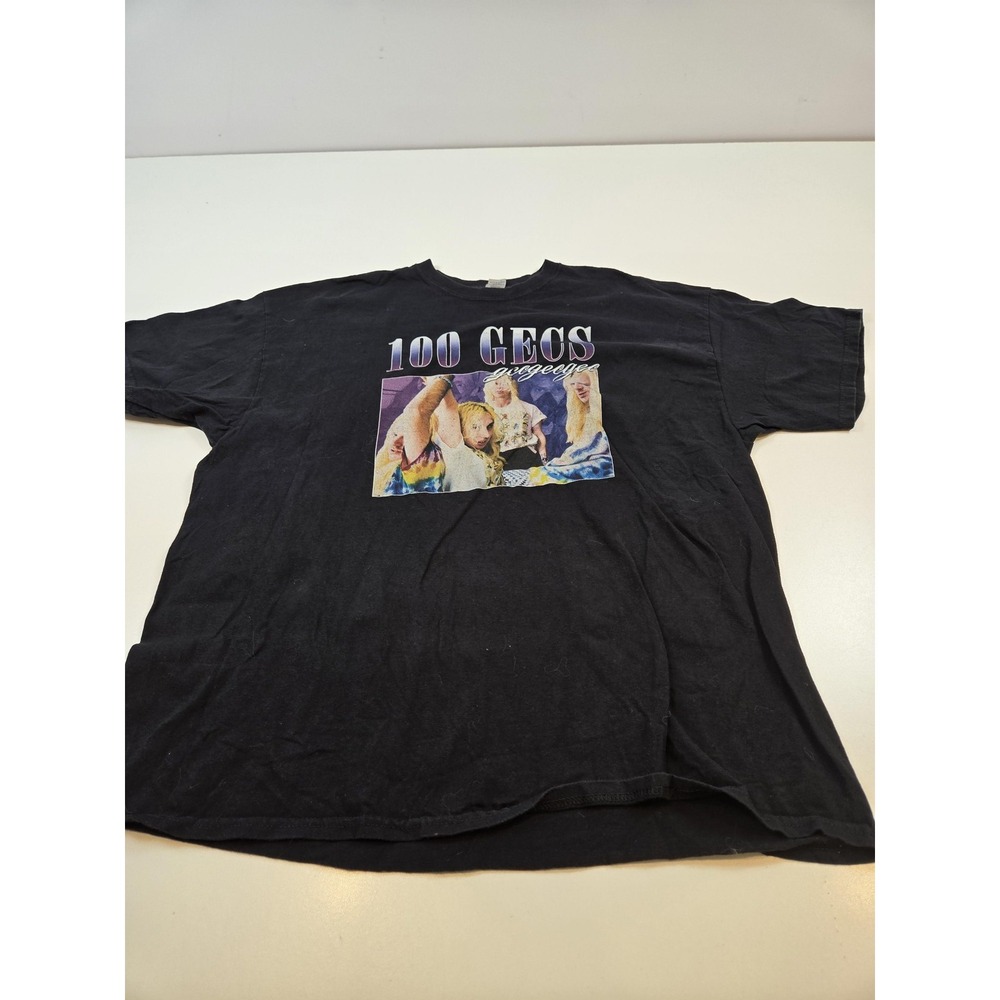100 Gecs Shirt Mens 2XL Black Band Graphic Tee Hyperpop Gildan Heavy Cotton